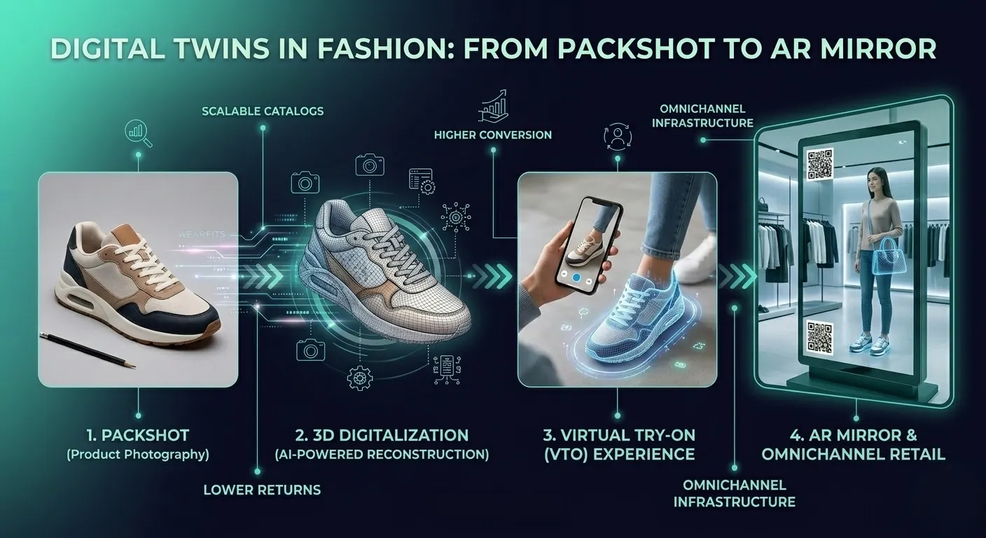 Digital Twins in Fashion: From Packshot to AR Mirror