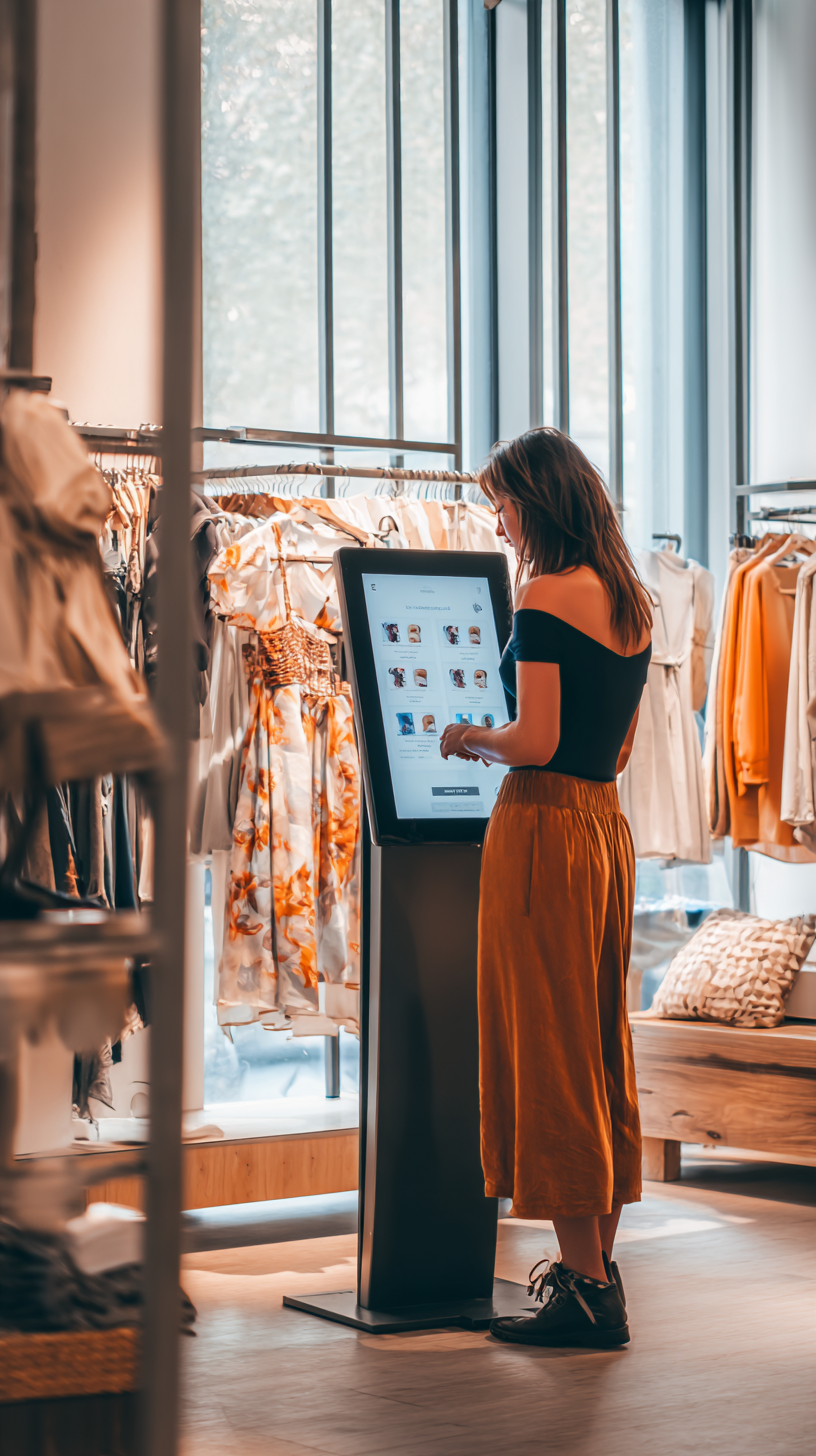 Interactive kiosk with virtual try-on inside a retail store