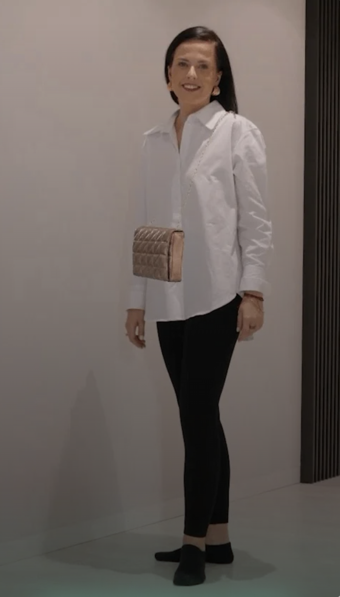 Bag try-on preview with white shirt